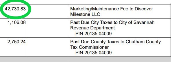 Closing statement showing $42,730
