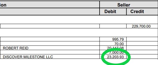 Closing statement showing $23,203