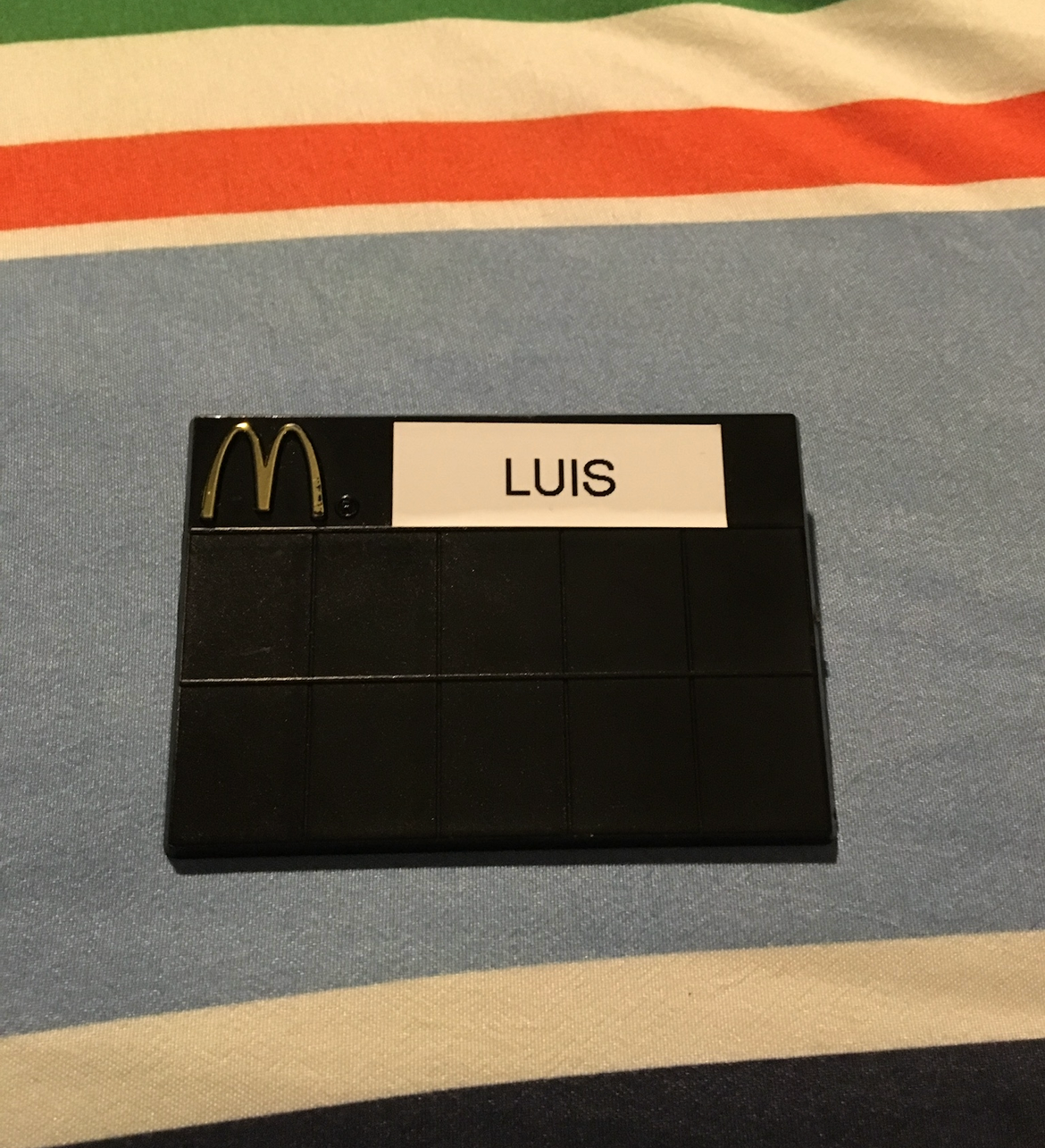 Luis Cavallo's original McDonald's nametag